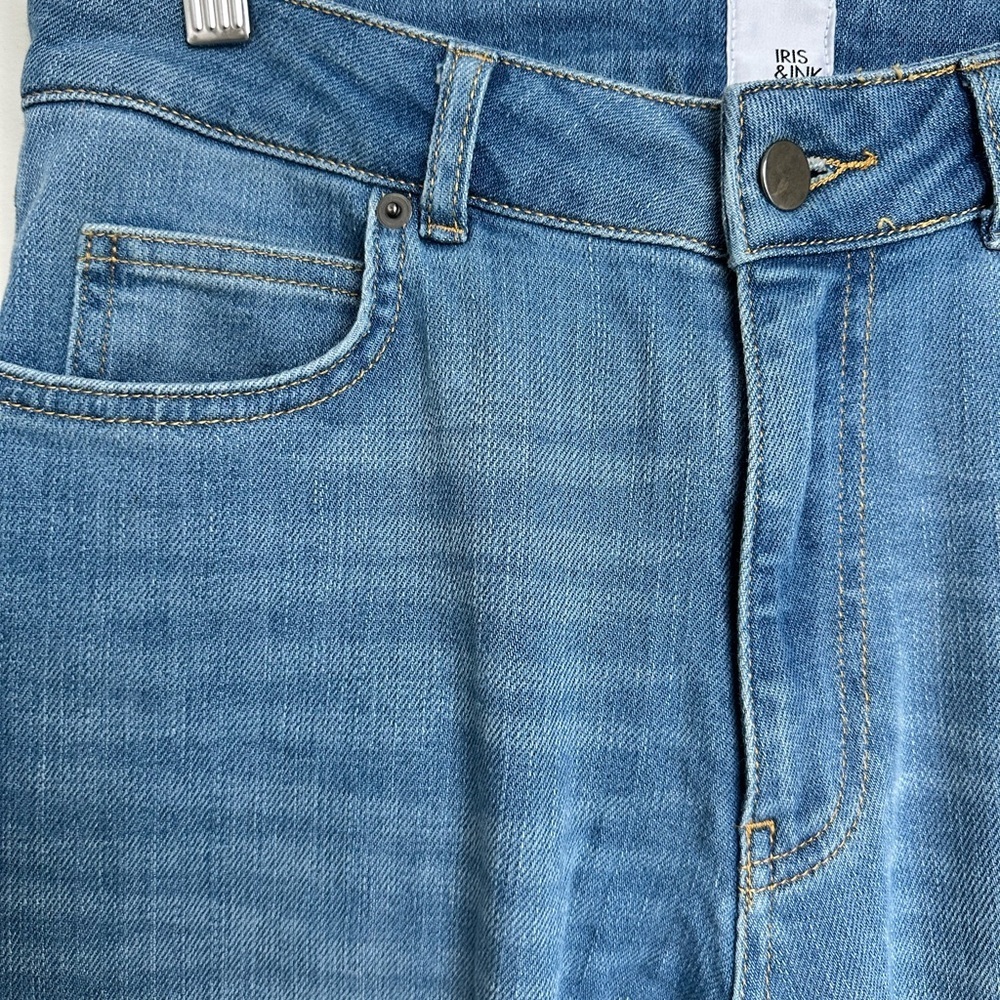IRIS & INK ($180) Classic Straight Leg Blue Jeans Size 27 High Rise Denim - Picture 3 of 9